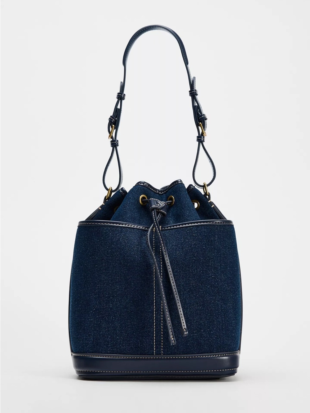 Zara Denim Drawstring Bucket Bag